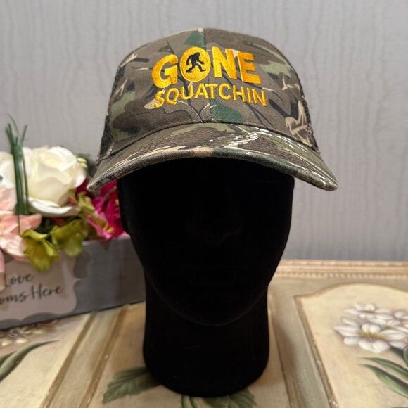 Gone Squatchin Sasquatch Adjustable Camo Cap Hat One Size Unisex - Picture 10 of 15